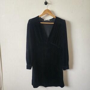 Zara Black Velour Long Sleeve Whimsical Goth Fairycore Dress Medium
